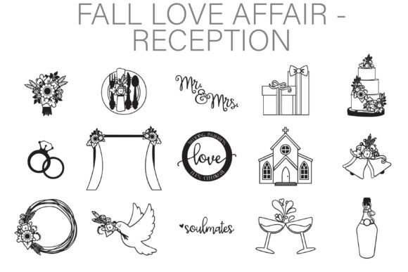 Fall Love Affair Reception Dingbats: Elegant Icons for Editorial Design