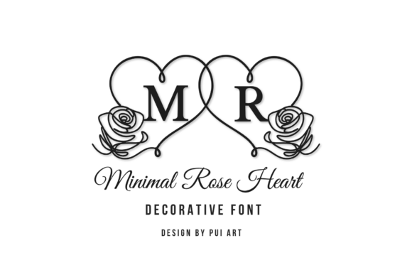 Minimal Rose Heart: A Delicate Serif Monogram Font for Romantic Branding